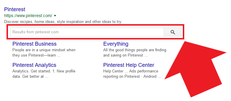 Tramite i dati strutturati, Pinterest ha realizzato la propria sitebar di ricerca
